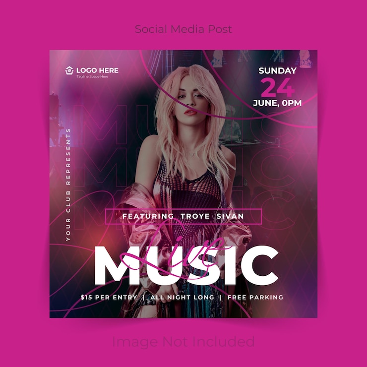 Vector plantilla de publicación o portada de instagram de música