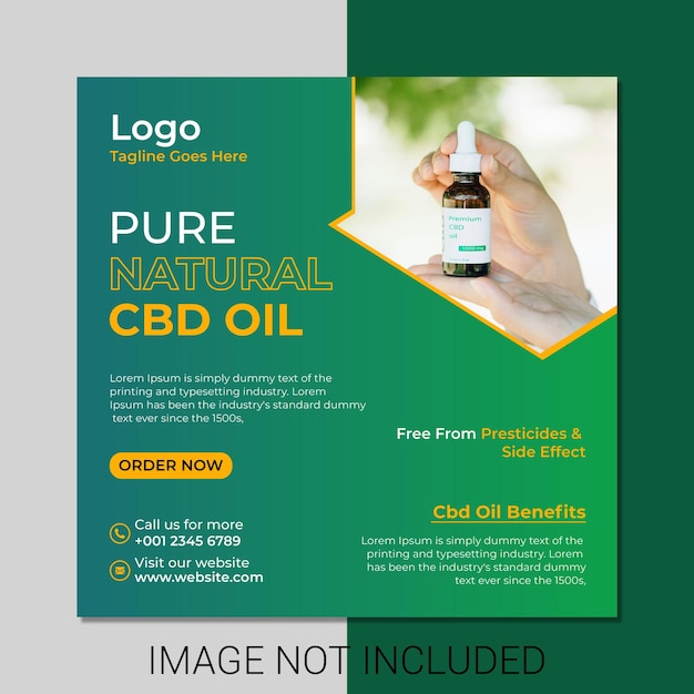 plantilla de publicación de productos de cáñamo en las redes sociales plantilla de publicidad de aceite de CBD