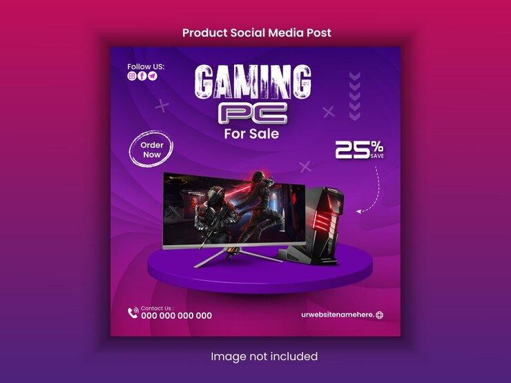 plantilla de publicación de productos de juegos para PC en las redes sociales