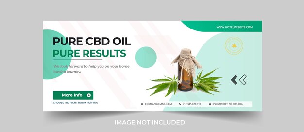 Plantilla de publicación en redes sociales de aceite de cáñamo o aceite de CBD y banner web