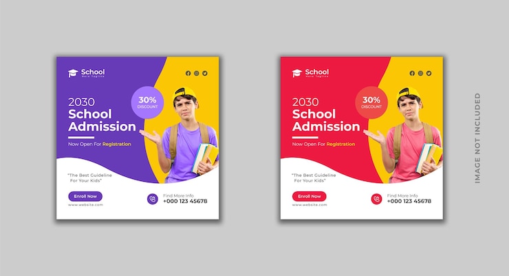 Plantilla de publicación de redes sociales de admisión a la escuela
