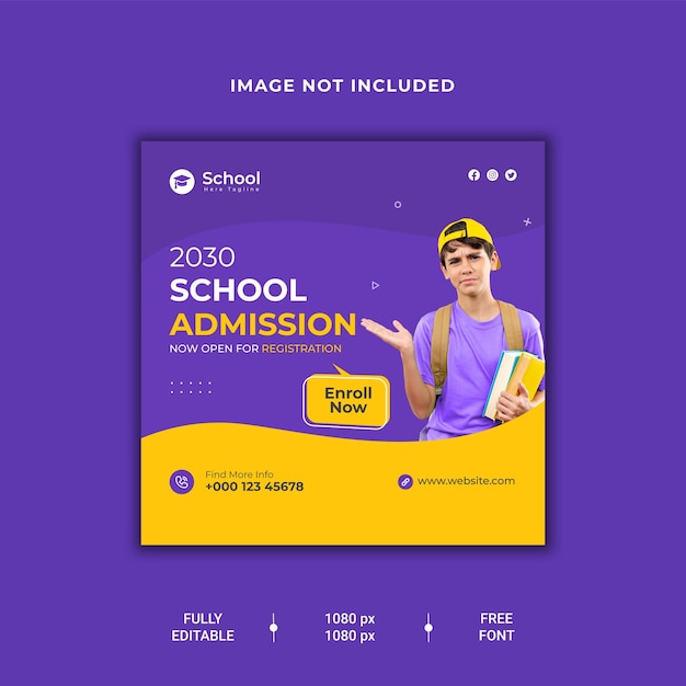 Plantilla de publicación de redes sociales de admisión a la escuela