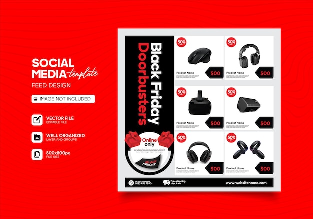 plantilla de publicación en redes sociales para anuncio de venta de viernes negro