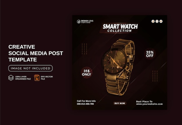Plantilla de publicación de redes sociales de anuncios de banner de Instagram de colección de relojes inteligentes