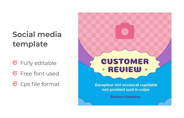 Plantilla de publicación de redes sociales de arte pop maravilloso de reseña de cliente de verano