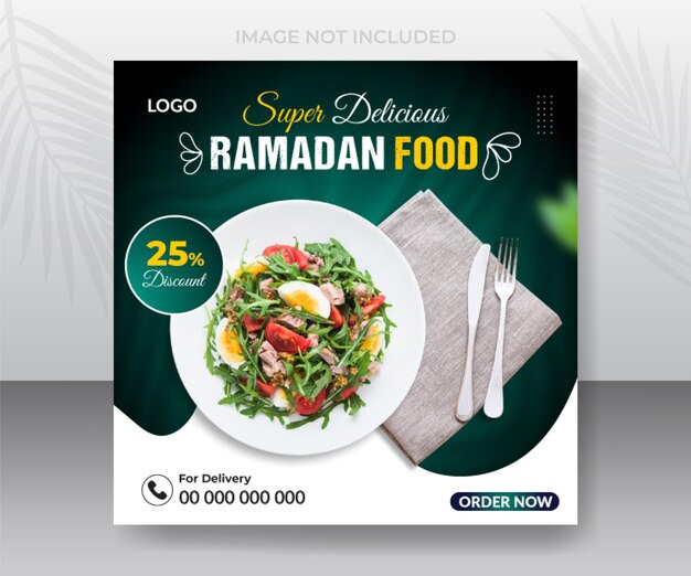 Plantilla de publicación de redes sociales de banner de comida de ramadan kareem