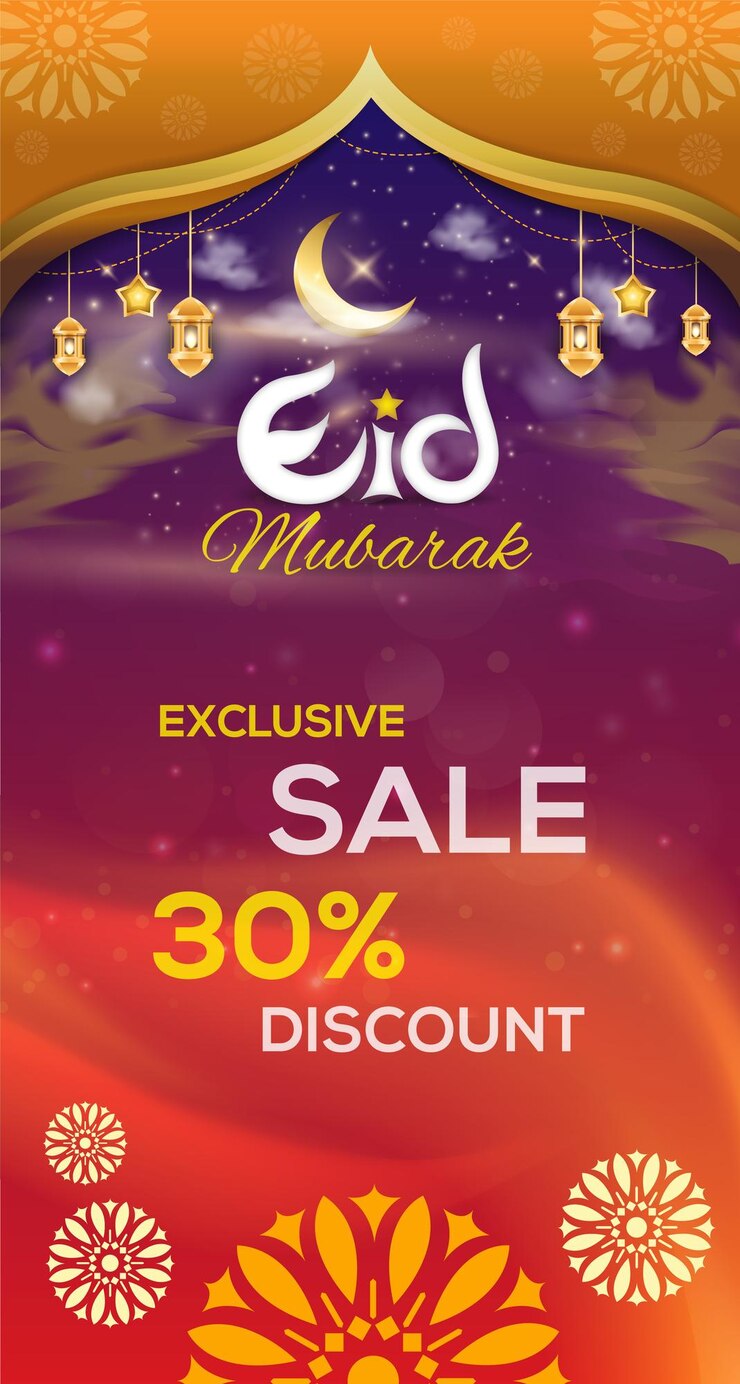 Plantilla de publicación de redes sociales de banner islámico de vector de ilustración de oferta de venta de descuento de Eid