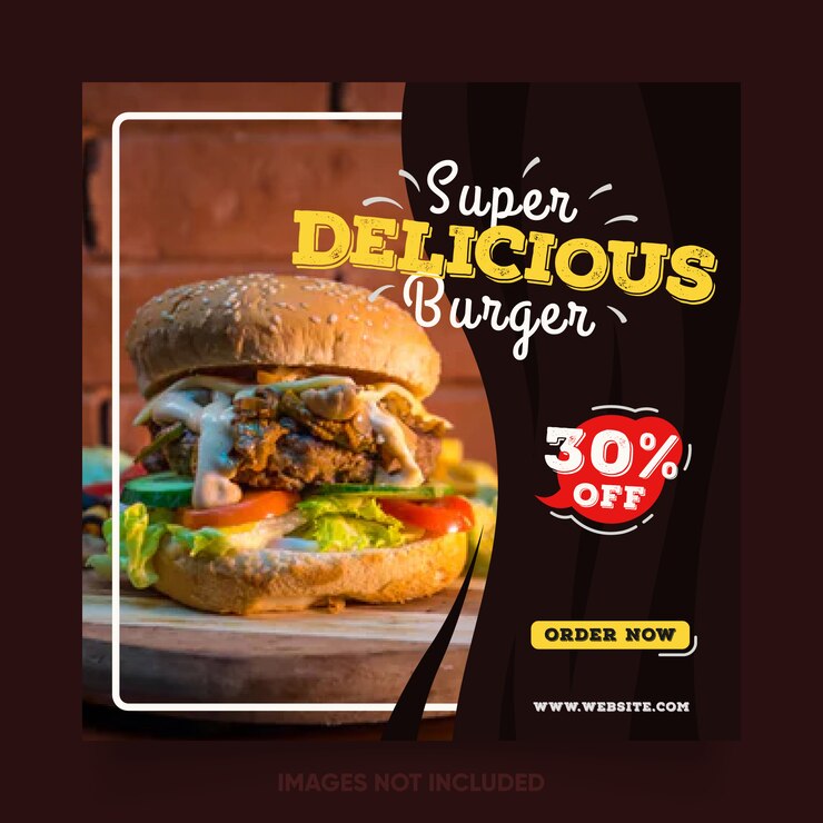 Vector plantilla de publicación en redes sociales para banner de promoción de alimentos