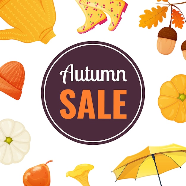 Plantilla de publicación de redes sociales de banner de promoción de venta de otoño