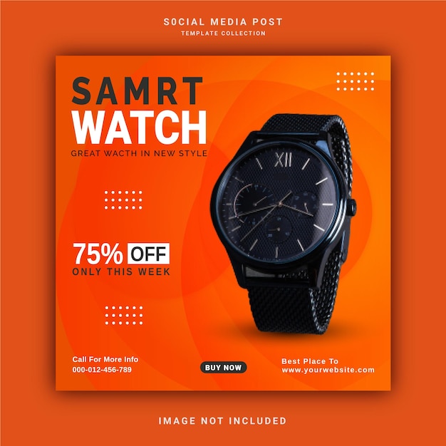 Plantilla de publicación de redes sociales de banner de publicación de Instagram de reloj elegante digital inteligente