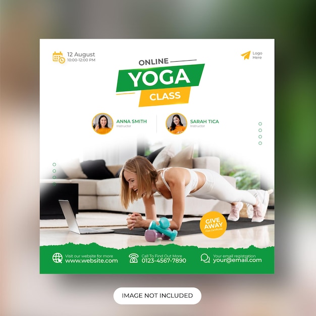 Plantilla de publicación de redes sociales de clase de yoga en línea