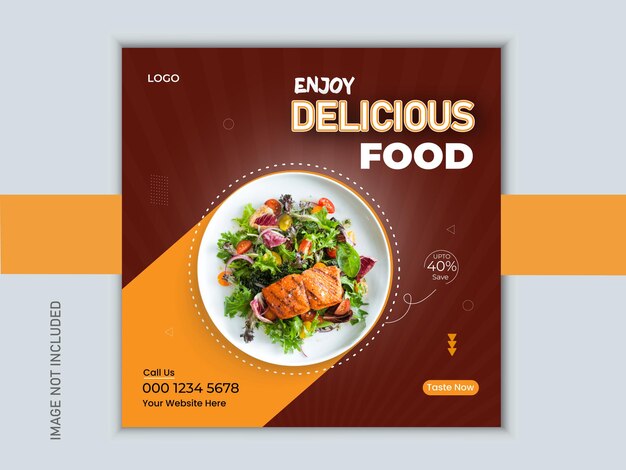 plantilla de publicación de redes sociales comida saludable menú delicioso plantilla de pancarta cuadrada