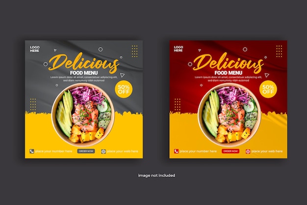 Plantilla de publicación en redes sociales para el concepto de diseño de plantilla de banner de promoción de alimentos