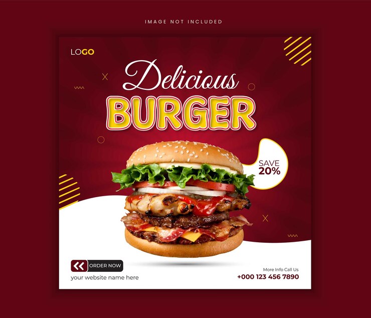 plantilla de publicación de redes sociales de deliciosa hamburguesa