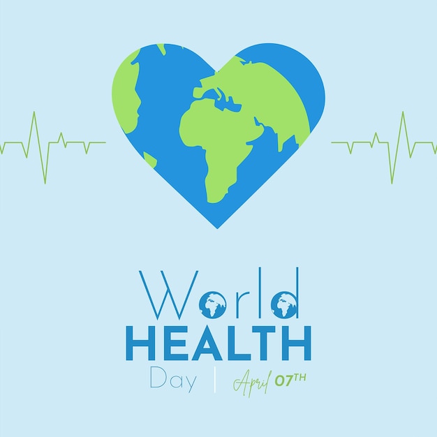 Plantilla de publicación de redes sociales del día mundial de la salud de vector libre con latido del corazón