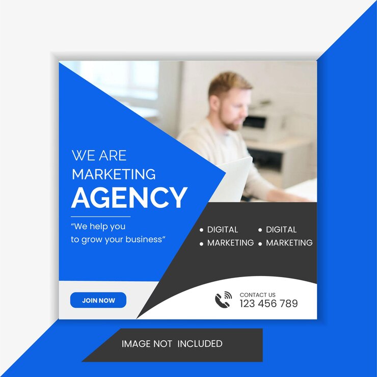 Plantilla de publicación en redes sociales, diseño de anuncios, agencia de marketing digital y banner web