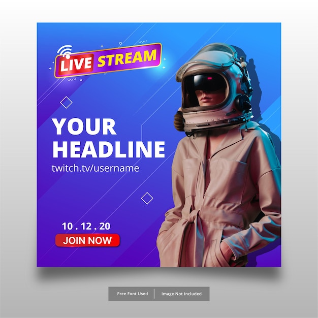 plantilla de publicación de redes sociales de diseño de banner de transmisión en vivo