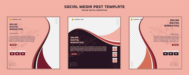 plantilla de publicación de redes sociales diseño moderno para marketing digital en línea o plantilla de marketing de carteles
