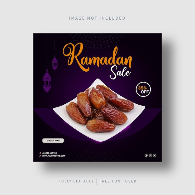 Plantilla de publicación en redes sociales de fechas especiales de ramadán