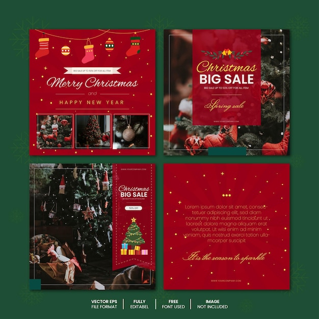 Plantilla de publicación de redes sociales de feliz navidad