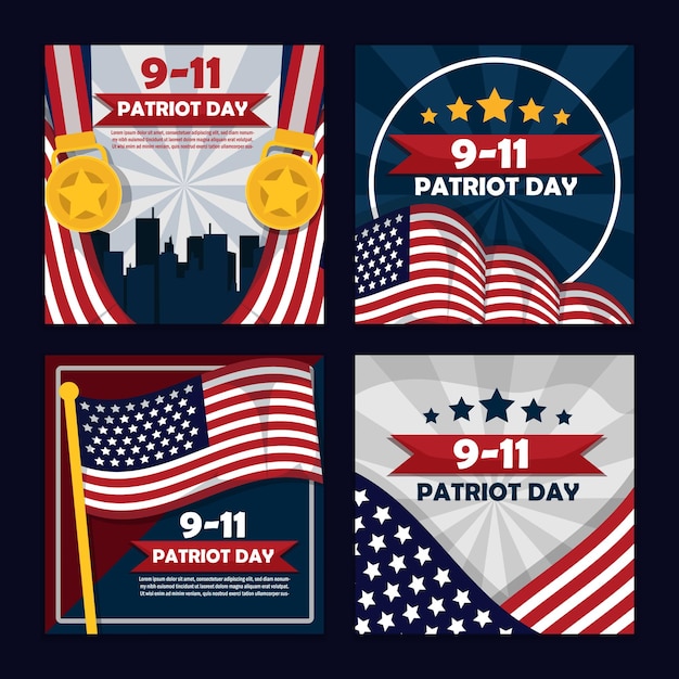 Plantilla de publicación en redes sociales de la festividad del día del patriota 911