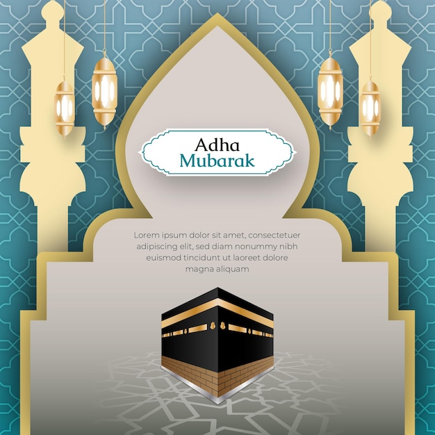 Vector plantilla de publicación de redes sociales de fondo islámico de eid al adha mubarak