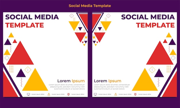 Plantilla de publicación de redes sociales de forma geométrica de triángulo colorido