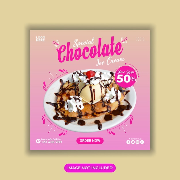 Vector plantilla de publicación de redes sociales de helados