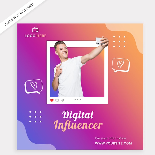 Plantilla de publicación de redes sociales de influencer digital
