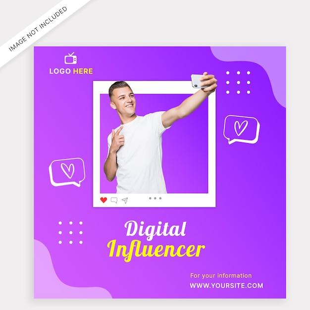 Vector plantilla de publicación de redes sociales de influencer digital