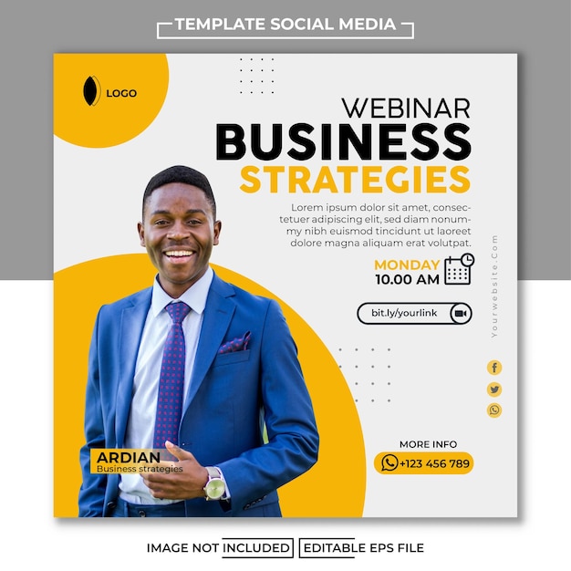 plantilla de publicación de redes sociales de invitación de seminario web de estrategias comerciales