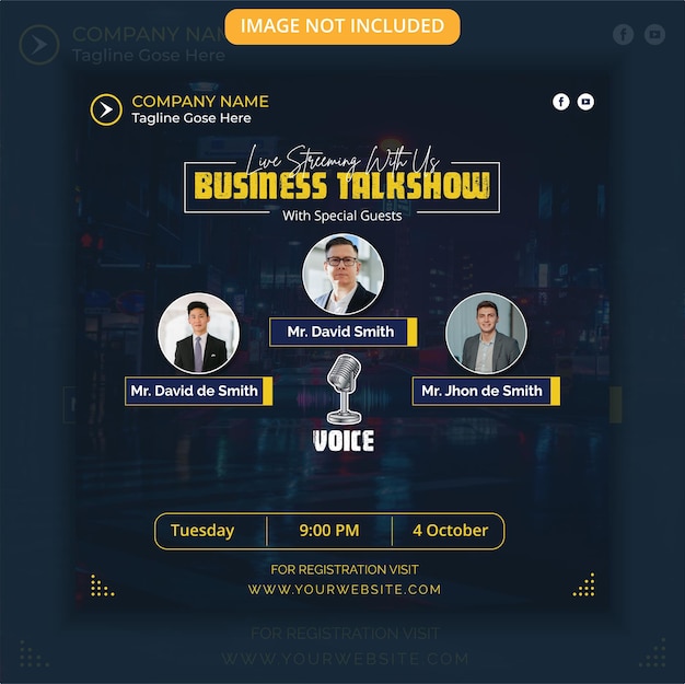 plantilla de publicación de redes sociales de marketing digital y seminario web en vivo