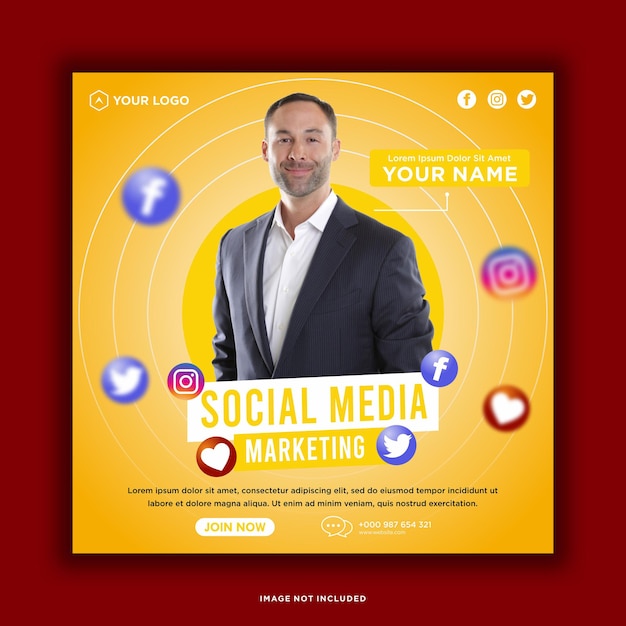Plantilla de publicación de redes sociales de marketing de negocios digitales Vector Premium