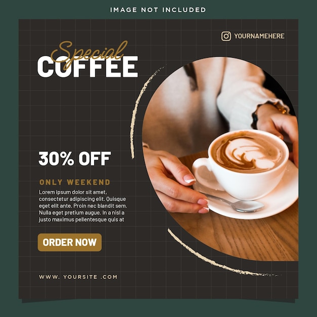 Plantilla de publicación de redes sociales para menú de comida de restaurante Café premium