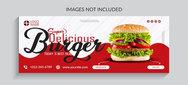 Plantilla de publicación de redes sociales de menú de comida de restaurante y promoción de hamburguesas deliciosas