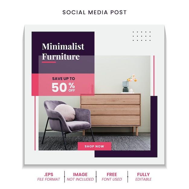 Vector plantilla de publicación de redes sociales de muebles modernos minimalistas