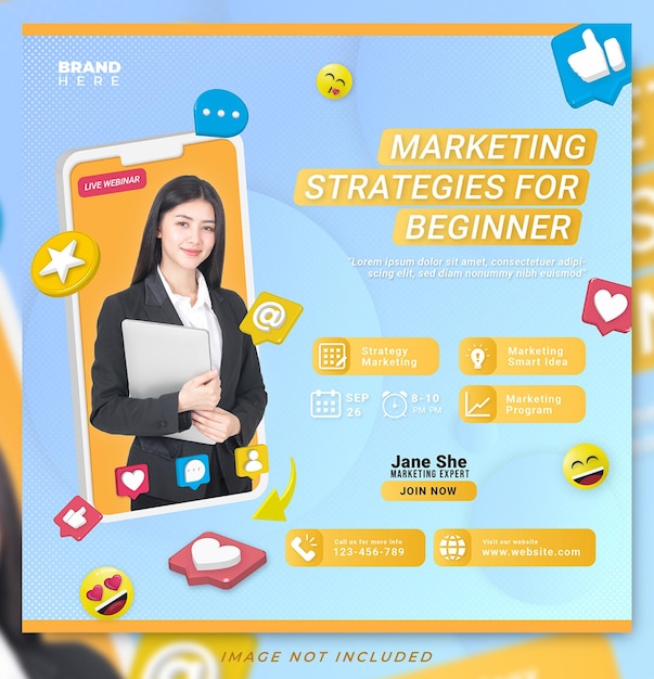 Plantilla de publicación de redes sociales de negocios de estrategias de marketing