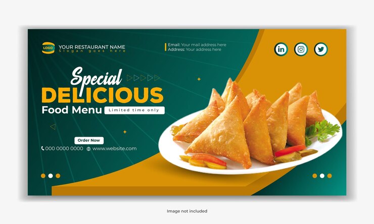 Plantilla de publicación de redes sociales de negocios de restaurante de menú de comida, diseño de publicación de instagram de pizza de pollo hamburguesa