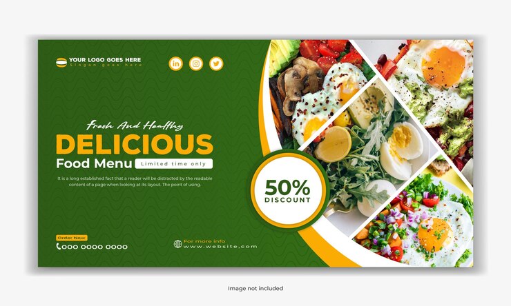 Plantilla de publicación de redes sociales de negocios de restaurante de menú de comida, diseño de publicación de instagram de pizza de pollo hamburguesa