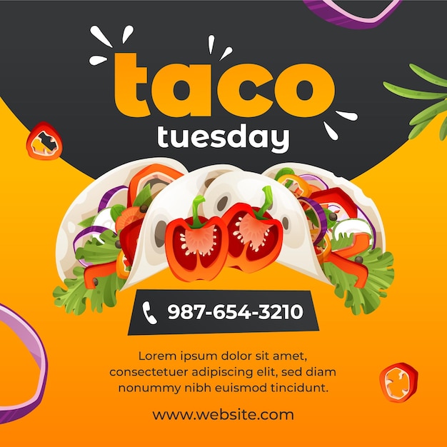 Vector plantilla de publicación de redes sociales de oferta de martes de taco 4