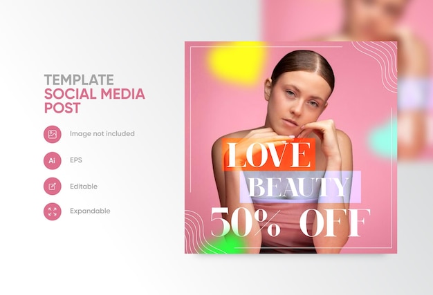 Plantilla de publicación de redes sociales de oferta de venta de belleza