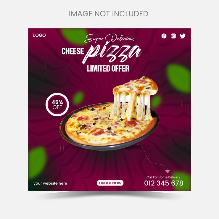 plantilla de publicación de redes sociales de pizza deliciosa especial