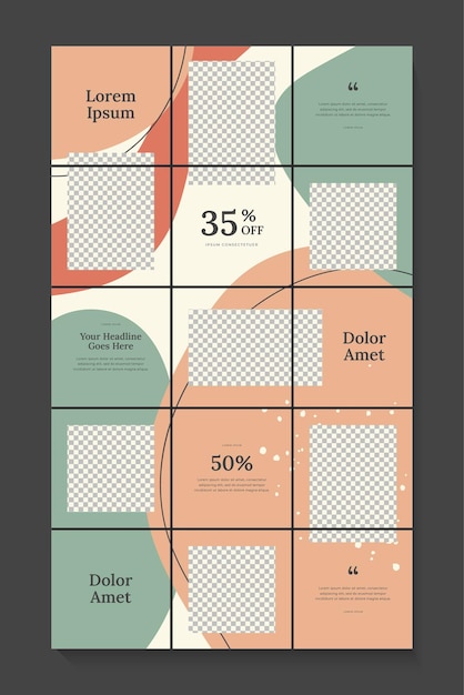 Vector plantilla de publicación en redes sociales, plantilla de rompecabezas de instagram.