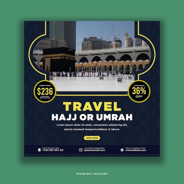 Plantilla de publicación de redes sociales de promoción de hajj y umrah instagram