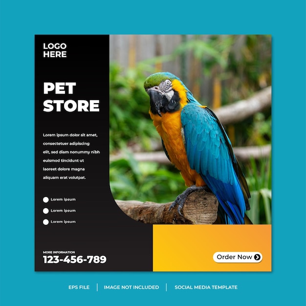 Plantilla de publicación de redes sociales de promoción de mascotas