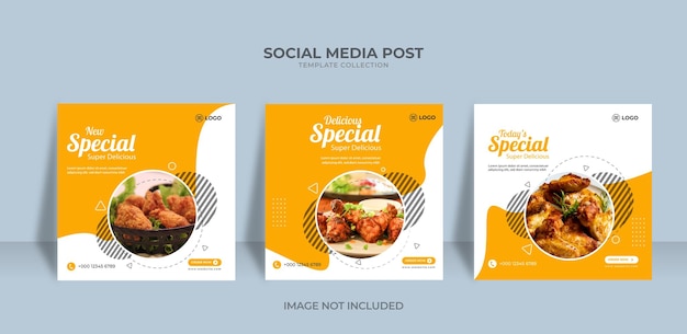 Plantilla de publicación de redes sociales de restaurante de menú de comida vector premium