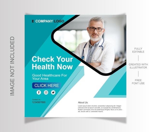 Plantilla de publicación en redes sociales salud médica diseño de hermano gratis