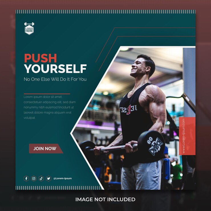 Plantilla de publicación en redes sociales Square Fit Gym Fitness