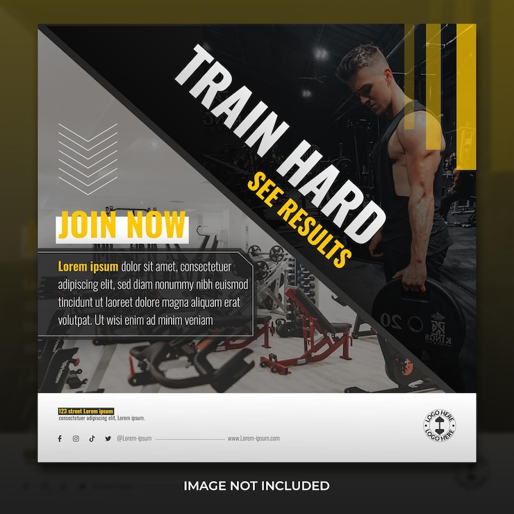 Plantilla de publicación en redes sociales Square Fit Gym Fitness