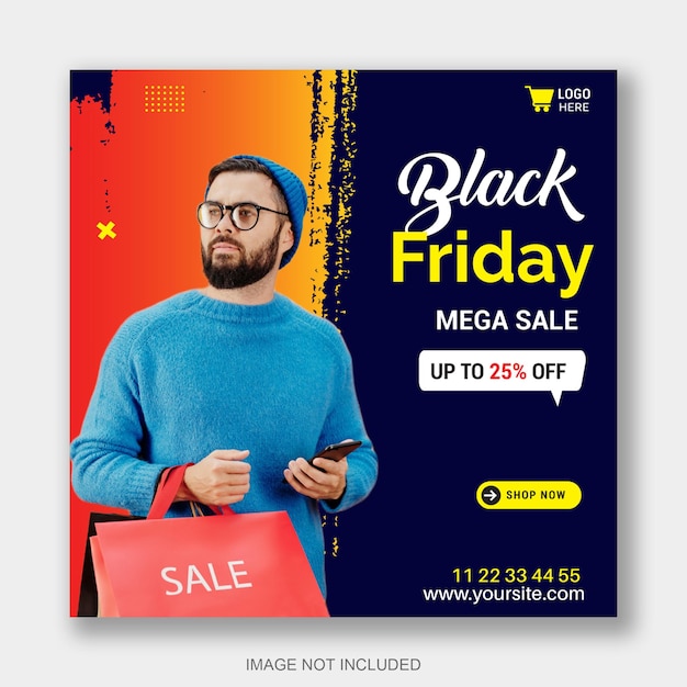 Plantilla de publicación de redes sociales de super venta de viernes negro